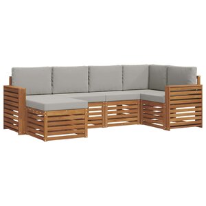 vidaXL Ensemble de canapés d'extérieur 6 pc Gris Naturel et Clair
