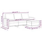 vidaXL Canapé à 3 places repose-pieds Rouge bordeaux 180 cm Similicuir