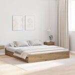 vidaXL Cadre de lit avec rangement chêne artisanal 200 x 200 cm