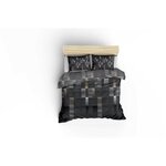 Parure de lit - housse de couette 220 x 240 + 2 taies d'oreiller 60 x 60 65 coton- Anthracite