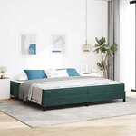 vidaXL Lit à ressorts avec matelas Vert foncé 200 x 200 cm tissu