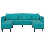 vidaXL Canapé en velours avec coussin 3 Pièces Turquoise 208 cm Velours