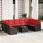 vidaXL Ensemble de Canapés avec coussin 10 Pièces Marron polyrotin