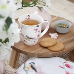 Tasse en Porcelaine Fine - Oiseau  papillon et fleurs