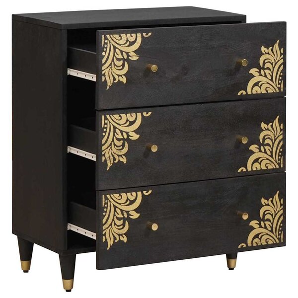 vidaXL Buffet Noir 60 x 33 x 75 cm Bois de mangue massif