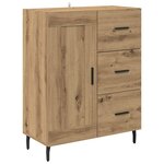 vidaXL Haut Armoire 2 Pièces Chêne artisanal Bois Aggloméré et Verre