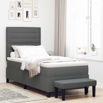 vidaXL Lit à ressorts avec matelas Gris foncé 100 x 200 cm tissu
