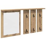 vidaXL Porte-manteau mural avec miroir chêne artisanal 85 x 10 x 45 cm