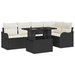 vidaXL Ensemble de salle à manger avec coussin 6 Pièces Noir Poly rotin