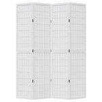 vidaXL Cloison de séparation 4 panneaux blanc bois de paulownia massif
