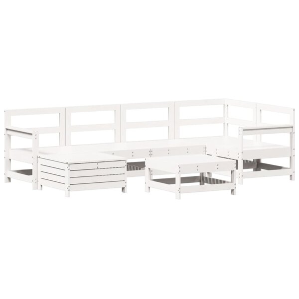 vidaXL Salon de jardin 7 Pièces blanc bois de pin massif
