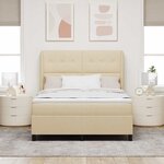 vidaXL Lit à ressorts avec matelas Crème 140 x 190 cm tissu
