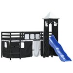 vidaXL Lit mezzanine enfants avec tour blanc/noir 80x200cm pin massif