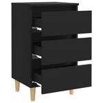vidaXL Tables de chevet avec pieds en bois 2 Pièces noir 40x35x69 cm