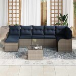 vidaXL Ensemble de canapé de jardin avec coussin 8 Pièces Gris Poly rotin
