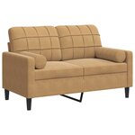 vidaXL Canapé 2 places avec oreillers décoratifs brun 120 cm velours