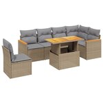 vidaXL Salon de jardin avec coussins 7 Pièces beige résine tressée