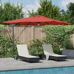 vidaXL Parasol déporté Roma avec LEDs Terre cuite 286x285x270 cm Aluminium