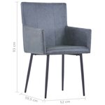 vidaXL Chaises à manger et accoudoirs lot de 2 gris similicuir daim