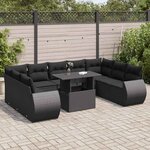 vidaXL Salon de jardin 10 Pièces avec coussins noir résine tressée
