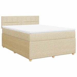vidaXL Sommier à lattes de lit avec matelas Crème 160x200 cm Tissu
