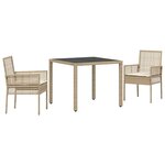 vidaXL Ensemble de salle à manger pour jardin 3 Pièces Beige polyrotin
