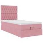 vidaXL Cadre de lit ottoman avec matelas rose 100x200 cm velours