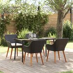 vidaXL Ensemble de salle à manger de jardin 5 pièces en poly rotin noir