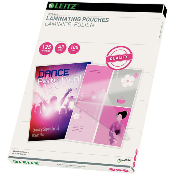 Leitz pochettes de plastification 125 microns a3 100 pièces