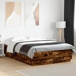 vidaXL Cadre de lit avec lumières LED chêne fumé 150x200 cm
