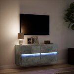 vidaXL Meuble TV mural avec lumières LED gris béton 100x31x45 cm