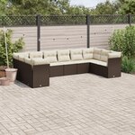 vidaXL Salon de jardin 10 Pièces avec coussins marron résine tressée