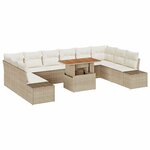 vidaXL Ensemble de canapé de jardin avec coussin 11 Pièces Beige  Crème
