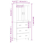 vidaXL Buffet haut Gris béton 69 5x34x180 cm Bois d'ingénierie