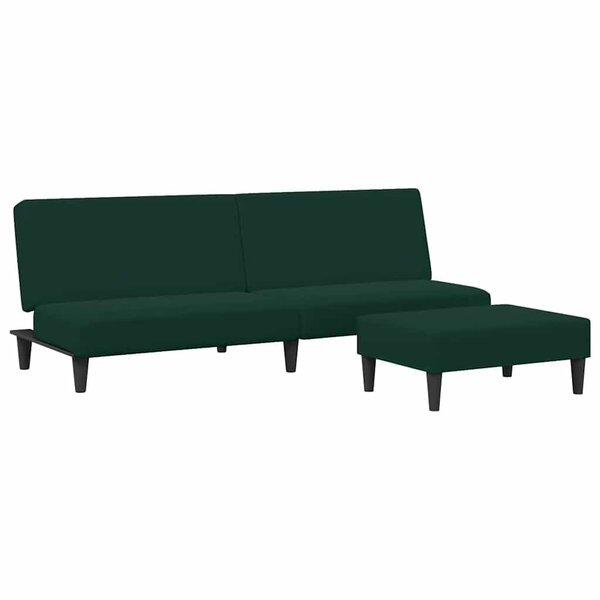 vidaXL Canapé-lit à 2 places avec repose-pied vert foncé velours