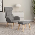 vidaXL Chaise de relaxation avec repose-pied Gris clair Tissu