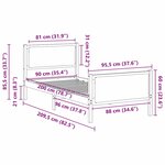 vidaXL Cadre de lit avec tête de lit Gris foncé 90 x 200 cm tissu