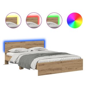 vidaXL Cadre de lit Chêne artisanal 135 x 190 cm Bois d'ingénierie