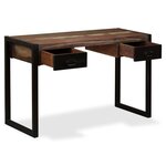 Bureau table meuble travail informatique avec 2 tiroirs bois de récupération massif 120 cm 0502062
