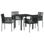 vidaXL Ensemble de salle à manger de jardin 5 pièces avec coussins en rattan poly noir