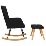 vidaXL Chaise à bascule avec tabouret Noir Tissu