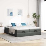 VidaXL Cadre de lit ottoman avec matelas gris foncé 200x200cm tissu