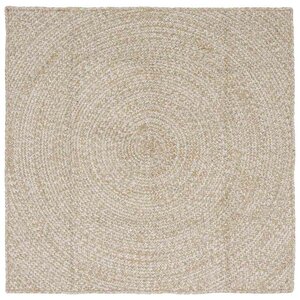 vidaXL Tapis de surface Carré Naturel et Blanc 160 x 160 cm Jute