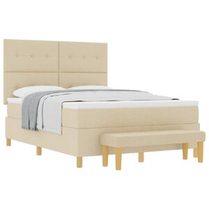 vidaXL Lit à ressorts avec tête de lit Crème 200 x 160 cm tissu