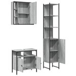 vidaXL Ensemble d'armoires de salle de bain 3 Pièces sonoma gris