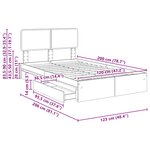 vidaXL Lit de Rangement Gris Sonoma 120 x 200 cm Bois d'ingénierie
