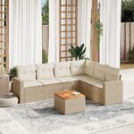 vidaXL Salon de jardin avec coussins 7 Pièces beige résine tressée