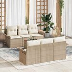 vidaXL Ensemble de canapé de jardin avec coussin 7 Pièces Beige et crème
