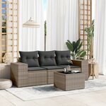 vidaXL Salon de jardin 4 Pièces avec coussins gris résine tressée