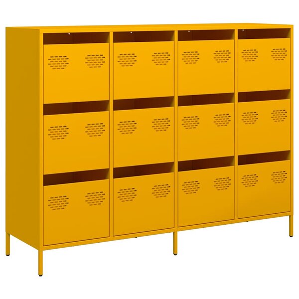 vidaXL Buffet jaune moutarde 135x39x103 5 cm acier laminé à froid